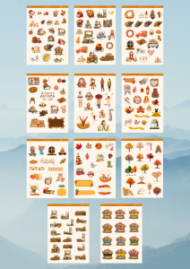 11'li Sonbahar Temalı 12*17 Cm Sticker Seti/bullet Journal, Scrapbook, Ajanda, Planlayıcı, Defter Için