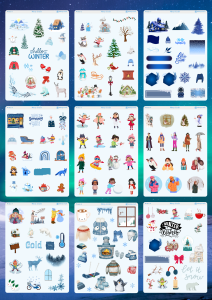 9'lu Kış Temalı 12*17 Cm Sticker Seti/bullet Journal, Scrapbook, Ajanda, Planlayıcı, Defter Için