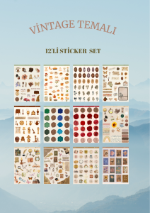 12'li Vintage Temalı 12*17cm Sticker Seti/bullet Journal, Scrapbook, Ajanda, Planlayıcı, Defter Için
