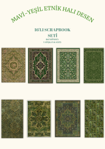 MAVİ-YEŞİL ETNİK HALI DESENLİ OTANTİK 16'LI SCARPBOOK KAĞIT SETİ A5 KENDİNDEN YAPIŞKANLI KAĞIT