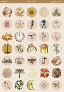1 Adet Vintage Temalı Sticker (12x17 cm) Bullet Journal, Scrapbook, Ajanda ve Planlayıcı İçin