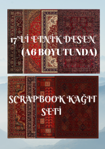 A6 BOYUTUNDA 17'Lİ OTANTİK HALI DESEN YAPIŞKANLI SCRAPBOOK KAĞIT SETİ