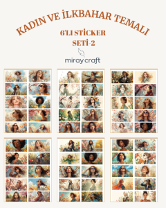 6 Sayfa Kadın ve İlkbahar Temalı Sticker Seti (12*17 cm)