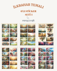 6 Sayfa İlkbahar Temalı Sticker Seti (12*17 cm)/Scrapbook, Bullet Journal, Planlayıcı İçin
