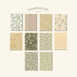 Retro Temalı Scrapbook Kağıt Seti 10 Adet (a5 Boyutunda Yapışkanlı Kağıt)