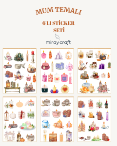 6 Sayfa  Mum Temalı Sticker Seti – 12x17 cm Scrapbook, Bullet Journal, Planlayıcı İçin