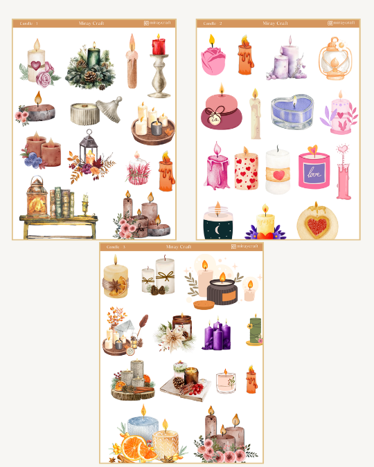 6 lı mum temalı sticker seti1 6 lı mum temalı sticker seti1