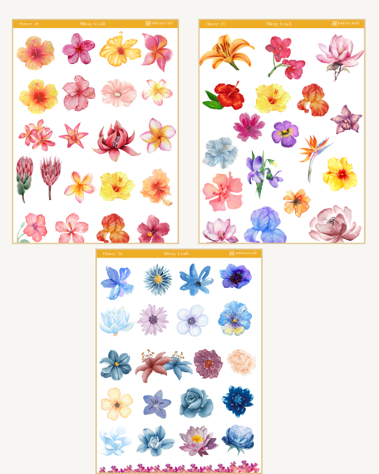 6 lı çiçek temalı sticker seti 2 6 lı çiçek temalı sticker seti 2