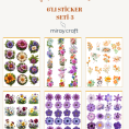 6lı çiçek temalı sticker seti3
