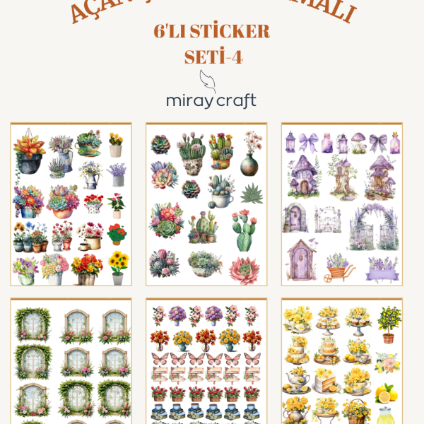 açan çiçek temalı sticker seti4 açan çiçek temalı sticker seti4