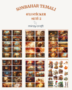 6 Sayfa Sonbahar Temalı Sticker Seti (12*17 cm)/Scrapbook, Bullet Journal, Planlayıcı İçin