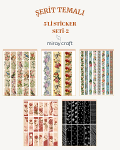 5 Sayfa Şerit Temalı Sticker Seti (12*17 cm)/Scrapbook, Bullet Journal, Planlayıcı İçin