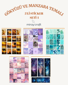 5 Sayfa Gökyüzü ve Manzara Temalı Sticker Seti (12*17 cm )