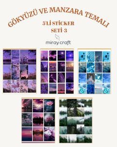5 Sayfa Gökyüzü ve Manzara Temalı Sticker Seti (12*17 cm )
