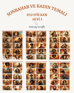 6 Sayfa Kadın ve Sonbahar Temalı Sticker Seti (12*17 cm)