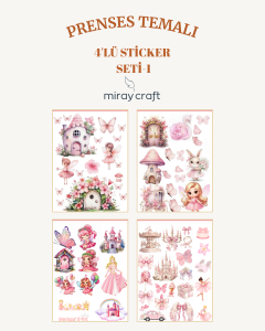 4 Sayfa Prenses Temalı Sticker Seti (12*17 cm)