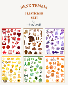 6 Sayfa Renk Temalı 12*17 cm Sticker /Scrapbook, Bullet Journal, Planlayıcı, Defter İçin
