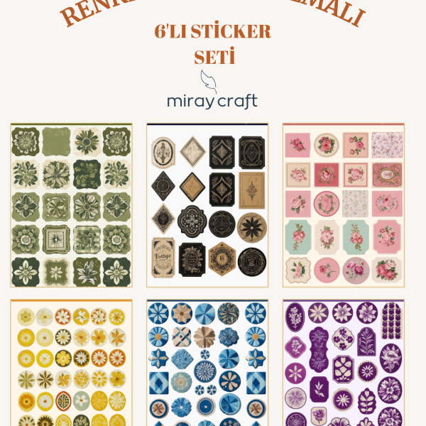 renkli vintage sticker seti 1