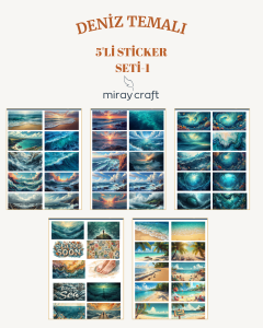 5 Sayfa DenizTemalı Sticker Seti (12*17 cm)/Scrapbook, Bullet Journal, Planlayıcı İçin