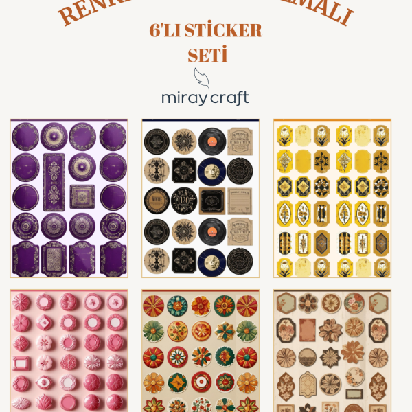 renkli vintage sticker seti 4