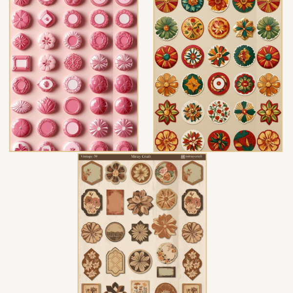 renkli vintage sticker seti 4