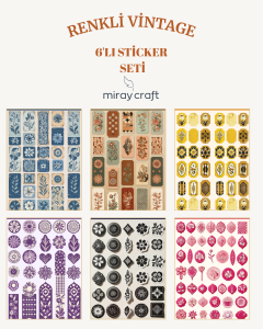 6 Sayfa Renkli Vintage Temalı 12*17 cm Sticker /Scrapbook, Bullet Journal, Planlayıcı İçin