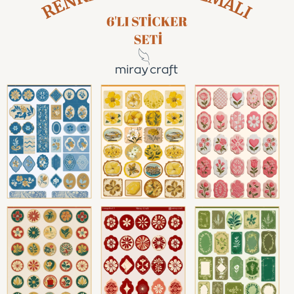 RENKLİ VİNTAGE STİCKER SETİ 7