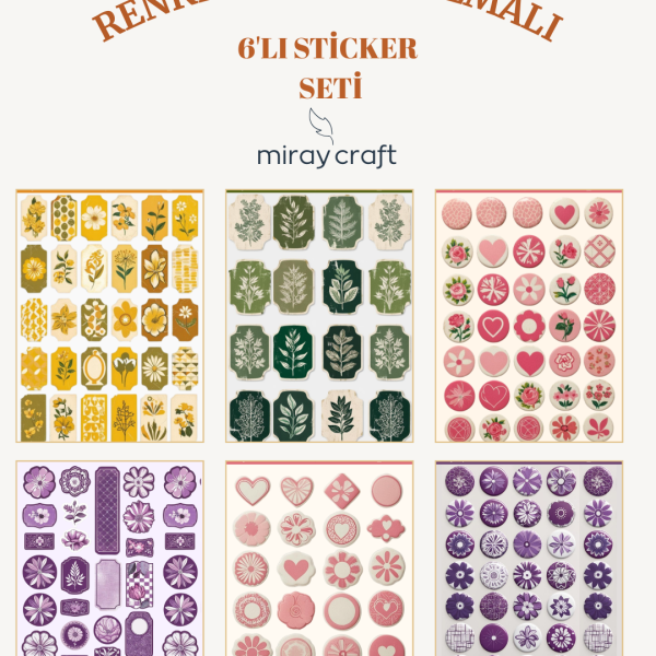 renkli vintage sticker set 8 renkli vintage sticker set 8