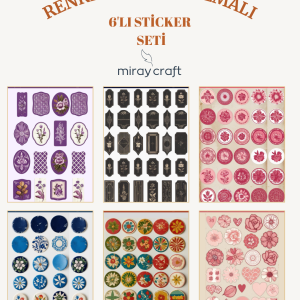 renkli vintage sticker seti9