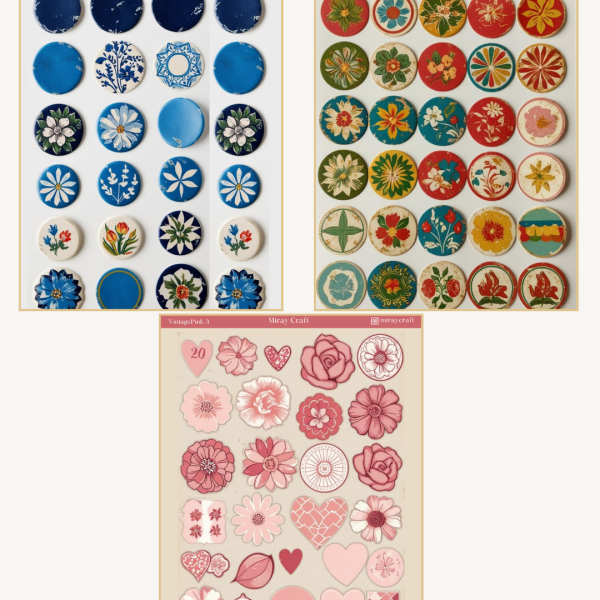 renkli vintage sticker seti9