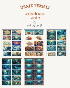 5 Sayfa DenizTemalı Sticker Seti (12*17 cm)/Scrapbook, Bullet Journal, Planlayıcı İçin
