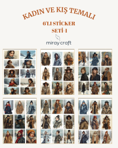6 Sayfa Kadın ve Kış Temalı Sticker Seti (12*17 cm)