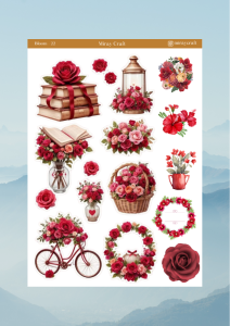 1 Adet Açan Çiçekler Temalı Sticker – 12x17 cm Scrapbook, Bullet Journal, Planlayıcı İçin