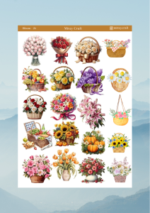 1 Adet Açan Çiçekler Temalı Sticker – 12x17 cm Scrapbook, Bullet Journal, Planlayıcı İçin