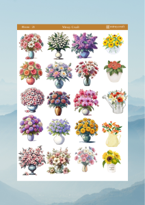 1 Adet Açan Çiçekler Temalı Sticker – 12x17 cm Scrapbook, Bullet Journal, Planlayıcı İçin