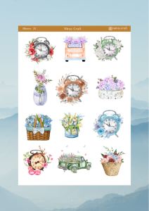 1 Adet Açan Çiçekler Temalı Sticker – 12x17 cm Scrapbook, Bullet Journal, Planlayıcı İçin