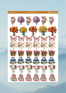 1 Adet Açan Çiçekler Temalı Sticker – 12x17 cm Scrapbook, Bullet Journal, Planlayıcı İçin