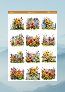 1 Adet Açan Çiçekler Temalı Sticker – 12x17 cm Scrapbook, Bullet Journal, Planlayıcı İçin