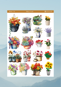 1 Adet Açan Çiçekler Temalı Sticker – 12x17 cm Scrapbook, Bullet Journal, Planlayıcı İçin