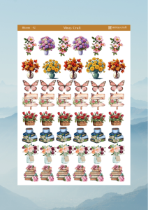 1 Adet Açan Çiçekler Temalı Sticker – 12x17 cm Scrapbook, Bullet Journal, Planlayıcı İçin