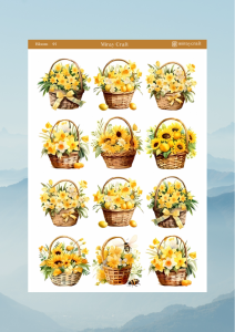 1 Adet Açan Çiçekler Temalı Sticker – 12x17 cm Scrapbook, Bullet Journal, Planlayıcı İçin