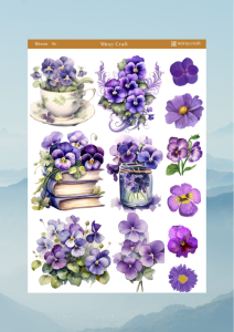 1 Adet Açan Çiçekler Temalı Sticker – 12x17 cm Scrapbook, Bullet Journal, Planlayıcı İçin