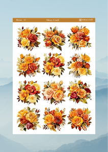 1 Adet Açan Çiçekler Temalı Sticker – 12x17 cm Scrapbook, Bullet Journal, Planlayıcı İçin