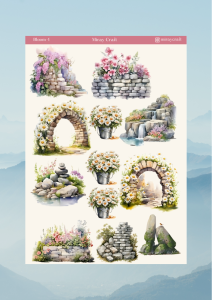 1 Adet Açan Çiçekler Temalı Sticker – 12x17 cm Scrapbook, Bullet Journal, Planlayıcı İçin
