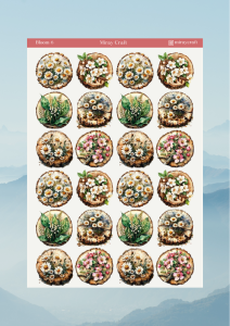 1 Adet Açan Çiçekler Temalı Sticker – 12x17 cm Scrapbook, Bullet Journal, Planlayıcı İçin