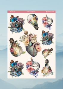 1 Adet Açan Çiçekler Temalı Sticker – 12x17 cm Scrapbook, Bullet Journal, Planlayıcı İçin