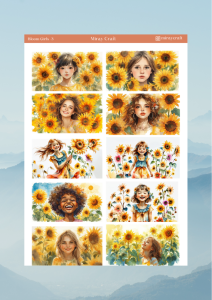 1 Sayfa Çiçek Açan Kızlar Temalı 12*17 cm Sticker /Scrapbook, Bullet Journal, Planlayıcı, Defter