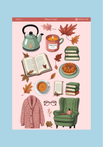 1 Adet Sıcak ve Huzurlu Anlar Temalı Sticker(12x17 cm)Scrapbook, Bullet Journal, Planlayıcı İçin