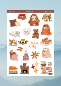 1 Adet Sıcak ve Huzurlu Anlar Temalı Sticker(12x17 cm)Scrapbook, Bullet Journal, Planlayıcı İçin