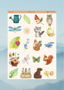 1 Sayfa Doğa Temalı 12*17 cm Sticker /Scrapbook, Bullet Journal, Planlayıcı, Defter İçin (Kopya)